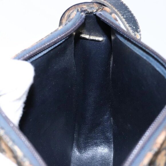 Christian Dior Trotter Canvas Shoulder Bag Navy Gold Auth BA4463 - Picture 12 of 16